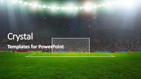  Presentation with pole - Presentation theme with pole land - soccer ball on the field background and a dark gray colored foreground