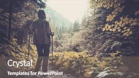  Presentation with mountain hiking - Presentation with pole land - woman with hiking equipment walking background and a violet colored foreground