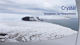  Presentation with aerial - Cool new slide deck with pole land ice - aerial view of glaciers flowing backdrop and a sky blue colored foreground