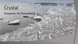  Presentation with aerial - Slides featuring pole land ice - aerial view of glaciers flowing background and a  colored foreground