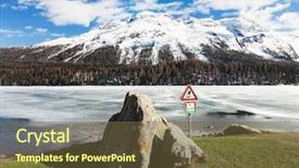  Presentation with mountain lake - Beautiful PPT theme featuring pole land ice - beautiful mountain landscape lake frozen backdrop and a  colored foreground