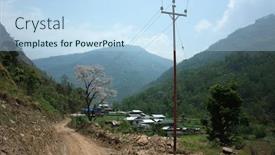  Presentation with electric wires - Colorful presentation design enhanced with pole-with-electric-wires backdrop and a sky blue colored foreground