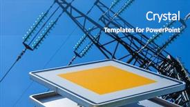  Presentation with electricity - Colorful presentation enhanced with poles of a power line backdrop and a teal colored foreground