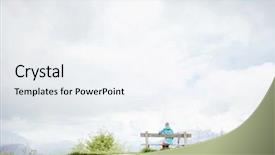  Presentation with hiking mountain - Slides featuring poles resting after hiking trail background and a sky blue colored foreground