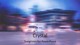  Presentation with racing - Audience pleasing theme consisting of police - ambulance racing through the rain backdrop and a light blue colored foreground