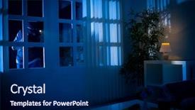  Presentation with police - Beautiful PPT layouts featuring police - burglar breaks into house backdrop and a navy blue colored foreground