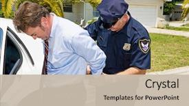 Presentation with handcuffed - Audience pleasing presentation theme consisting of police - businessman being handcuffed and placed backdrop and a soft green colored foreground