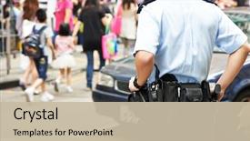  Presentation with order - Amazing theme having police - city security policeman watching order backdrop and a mint green colored foreground