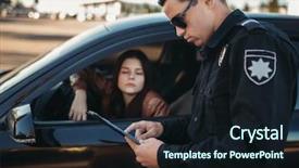  Presentation with checks - PPT layouts having police - cop in uniform checks license background and a wine colored foreground