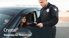  Presentation with checks - PPT layouts enhanced with police - cop in uniform checks license background and a tawny brown colored foreground