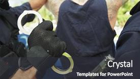  Presentation with police - Slide set enhanced with police - cropped image of policemen arresting background and a dark gray colored foreground