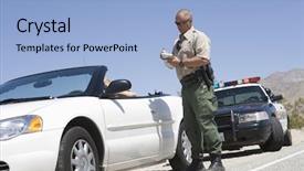  Presentation with ticket - Cool new PPT theme with police - full length of traffic officer backdrop and a light blue colored foreground