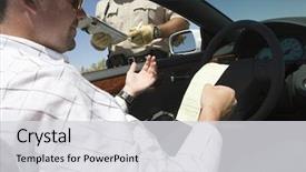  Presentation with game ticket - Slides with police - male driver reading ticket background and a light gray colored foreground