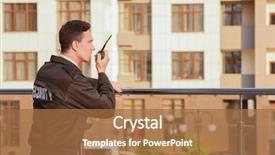  Presentation with security guard - Audience pleasing PPT theme consisting of police - male security guard with portable backdrop and a coral colored foreground