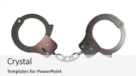  Presentation with metal - Beautiful presentation design featuring police - metal handcuffs isolated on white backdrop and a white colored foreground