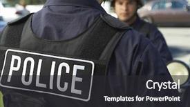  Presentation with outdoors - Slide set having police - midsection closeup of policeman wearing background and a dark gray colored foreground