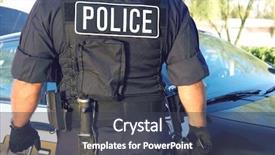  Presentation with car - Slide deck featuring police - midsection of policeman in uniform background and a dark gray colored foreground