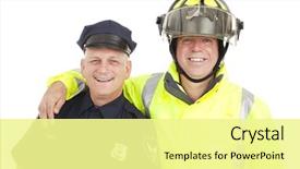 Presentation with firefighter - Theme consisting of police - policeman and firefighter isolated background and a blonde colored foreground