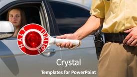  Presentation with traffic cop - Slides consisting of cop in uniform stop background and a coral colored foreground