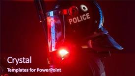  Presentation with riot - Audience pleasing theme consisting of police - policeman with full equipment backdrop and a wine colored foreground