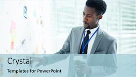  Presentation with fbi crime - Slides consisting of police - portrait of concentrated african american background and a light blue colored foreground