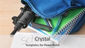  Presentation with school police - Presentation with police - school backpack with books stationery background and a white colored foreground