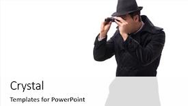  Presentation with spy - PPT theme having police - spy with binoculars isolated background and a white colored foreground