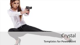  Presentation with beauty - Theme with youth crime - young beauty woman holding handgun background and a light gray colored foreground