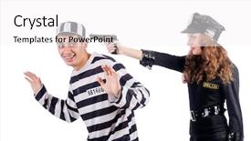  Presentation with prison - PPT layouts having police and prison inmate on white background and a white colored foreground