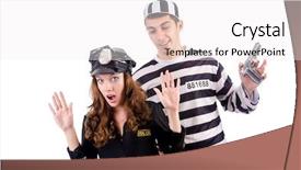  Presentation with prison - Slide set with police and prison inmate on white background and a white colored foreground