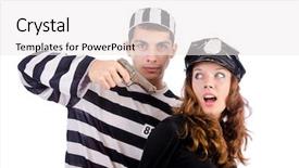  Presentation with prison - Colorful slide deck enhanced with police and prison inmate on white backdrop and a white colored foreground