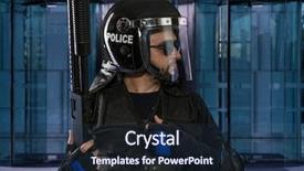  Presentation with riot - Beautiful theme featuring police armed with riot helmet backdrop and a navy blue colored foreground