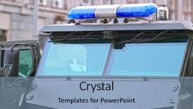 Presentation with police - PPT theme enhanced with police armour car close up background and a light blue colored foreground