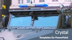  Presentation with police - PPT theme having police armour car close up background and a  colored foreground