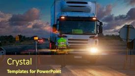  Presentation with police - Audience pleasing PPT theme consisting of police-at-a-roadblock backdrop and a tawny brown colored foreground