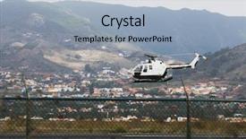  Presentation with aviation - Audience pleasing PPT layouts consisting of police aviation helicopter above backdrop and a light blue colored foreground