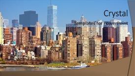  Presentation with boat river - Beautiful presentation design featuring police boat - view of east side backdrop and a light blue colored foreground