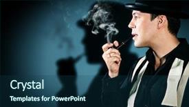  Presentation with detective - Presentation theme featuring police brutality - portrait of a retro detective background and a ocean colored foreground