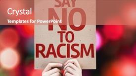  Presentation with police brutality - Colorful slide deck enhanced with police brutality - say no to racism card backdrop and a coral colored foreground