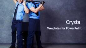  Presentation with studio - Cool new presentation theme with police brutality - striptease dancers wearing costumes backdrop and a navy blue colored foreground