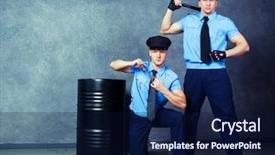  Presentation with theatrical costumes - Colorful presentation theme enhanced with police brutality - striptease dancers wearing costumes backdrop and a navy blue colored foreground