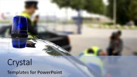  Presentation with car accident - Audience pleasing theme consisting of police car at the scene backdrop and a light blue colored foreground