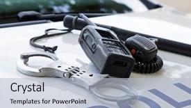  Presentation with police - PPT layouts enhanced with police car handcuffs baton background and a light blue colored foreground