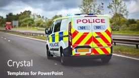  Presentation with car accident - Beautiful PPT theme featuring police-car-siren-flashing-blue backdrop and a gray colored foreground