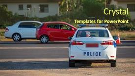  Presentation with traffic police - Audience pleasing slide set consisting of police-car-watching-the-traffic backdrop and a tawny brown colored foreground