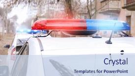 Presentation with police - Colorful slide set enhanced with police car with flasher backdrop and a sky blue colored foreground