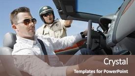  Presentation with sleepy yawning man driving car - Beautiful PPT layouts featuring police cars - young man sitting in car backdrop and a violet colored foreground