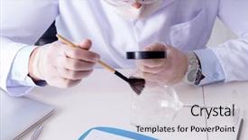  Presentation with crime - Amazing theme having police chemist looking at crime backdrop and a light gray colored foreground