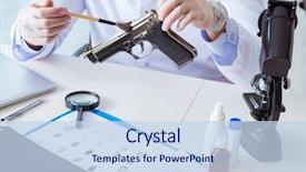  Presentation with chemist - Theme enhanced with police chemist looking at crime background and a sky blue colored foreground