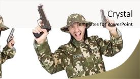  Presentation with photo collage for company behind the scen - Slide set with police comics - collage of funny soldier photos background and a  colored foreground